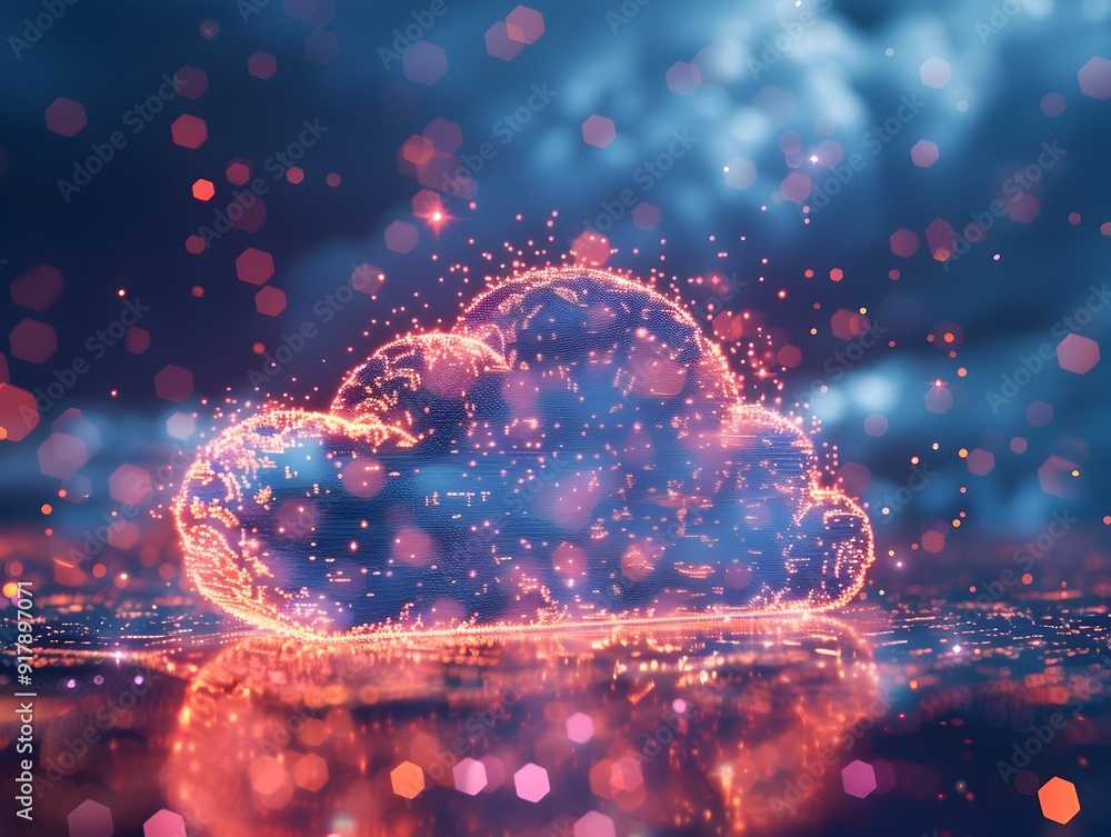 Aufkleber vibrant cloud network diagram abstract digital background showcasing advanced computing concept
