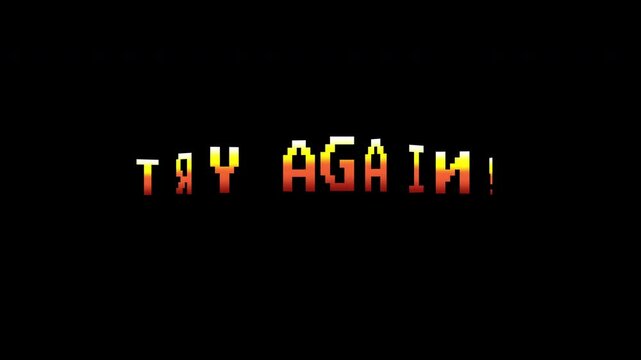 Try Again Retro Arcade Banner Loop On Black Background