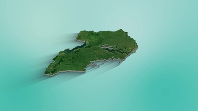 Uganda Map Animation.  3d animation of Uganda map