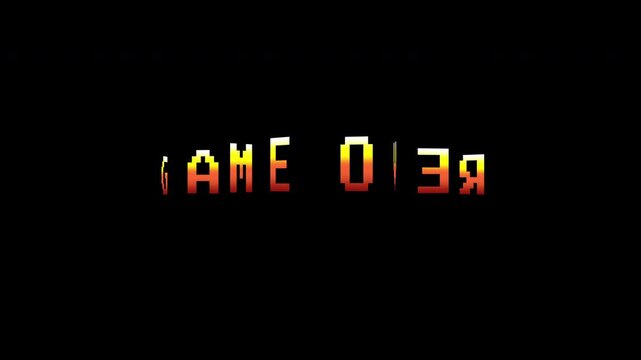 Game Over Retro Arcade Banner Loop On Black Background