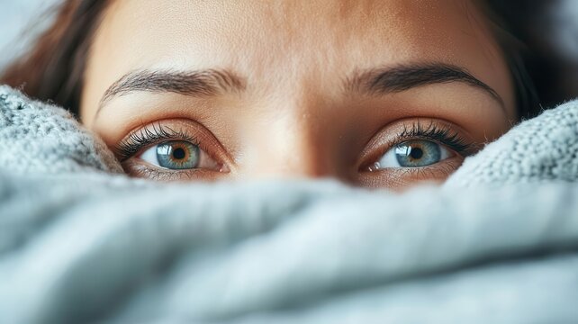 Person lying in bed with eyes open, Insomnia and Depression, focusing on the sleep disturbances associated with depressive symptoms
