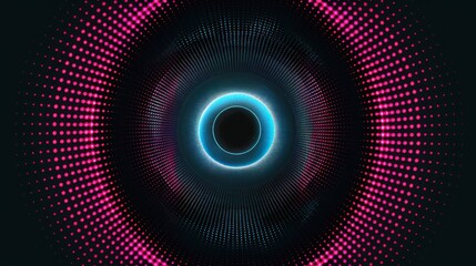 Abstract Neon Light Tunnel with Glowing Dots