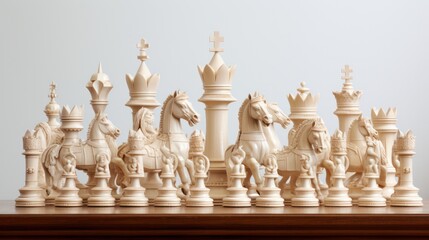 Fototapeta premium Photograph of an antique chess set,