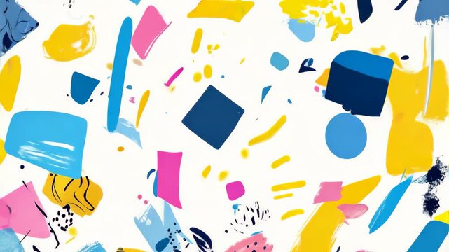 Seamless pattern colorful doodle brush strokes on white background.