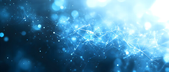 A mesmerizing blue abstract background featuring glowing particles and interconnected lines, perfect for technology or science themes.