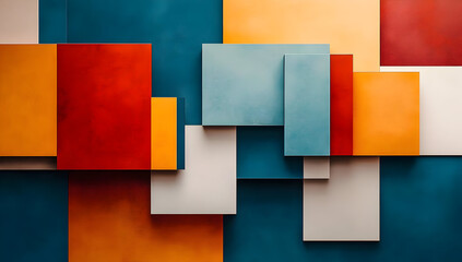 Abstract composition featuring vibrant geometric shapes in contrasting colors. Ideal for modern design and artistic projects.