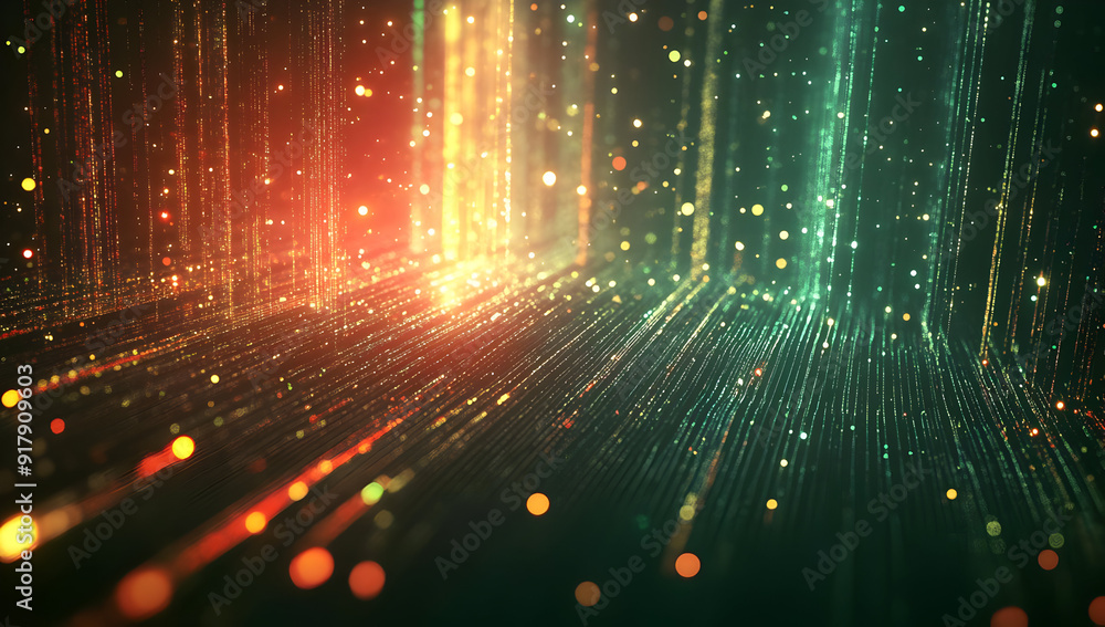 Poster a mesmerizing abstract background featuring vibrant light streaks and colorful particles creating a 