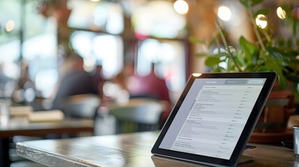 Tablet menu in a cafe.