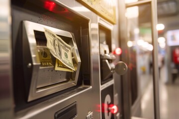 Close-up of hand pressing button on automatic water dispenser. Beautiful simple AI generated image in 4K, unique.