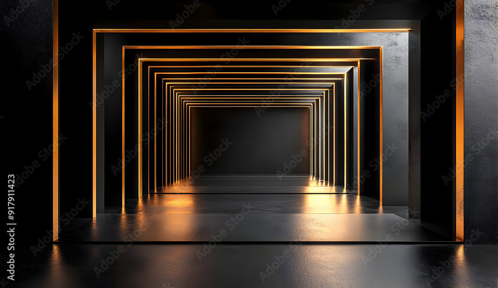 Poster a stunning view of an illuminated corridor showcasing a modern, geometric design with a captivating 