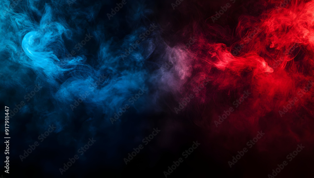 Poster a captivating blend of blue and red smoke creating a dynamic abstract background perfect for digital