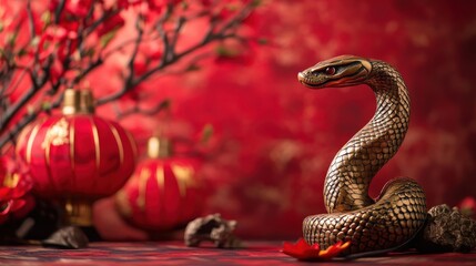 Obraz premium Golden snake, chinese new year