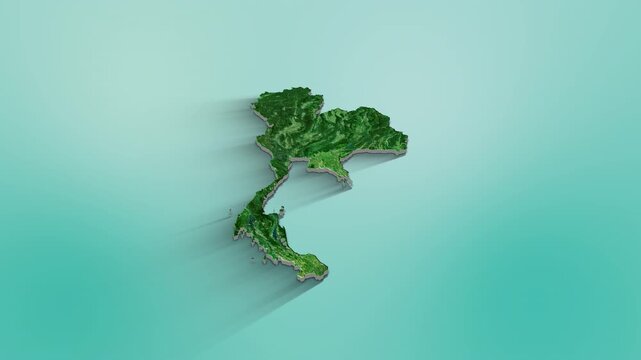 Thailand Map Animation.  3d animation of Thailand map