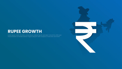 Indian Currency Rupee Banner with India Map Background. India Economy and GDP Concept Vector Illustration