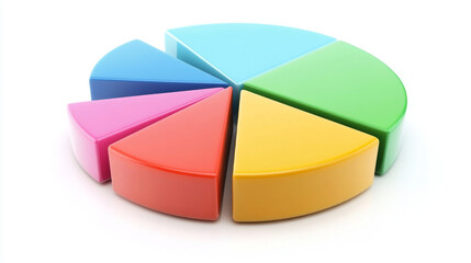 Obraz premium Colorful 3D Pie Chart Graphic Illustration on White Background