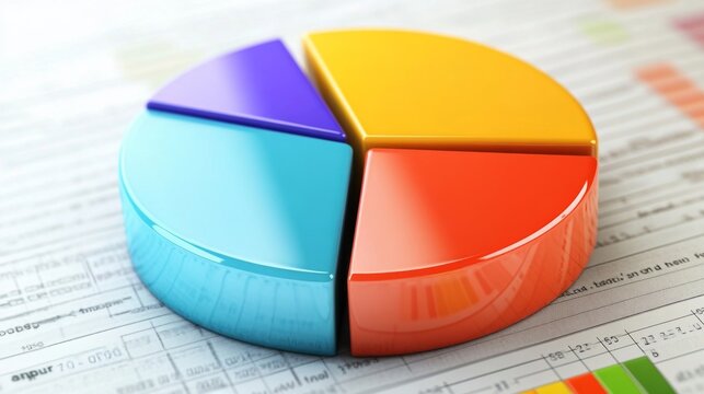 Colorful Pie Chart Toy Blocks on White Background