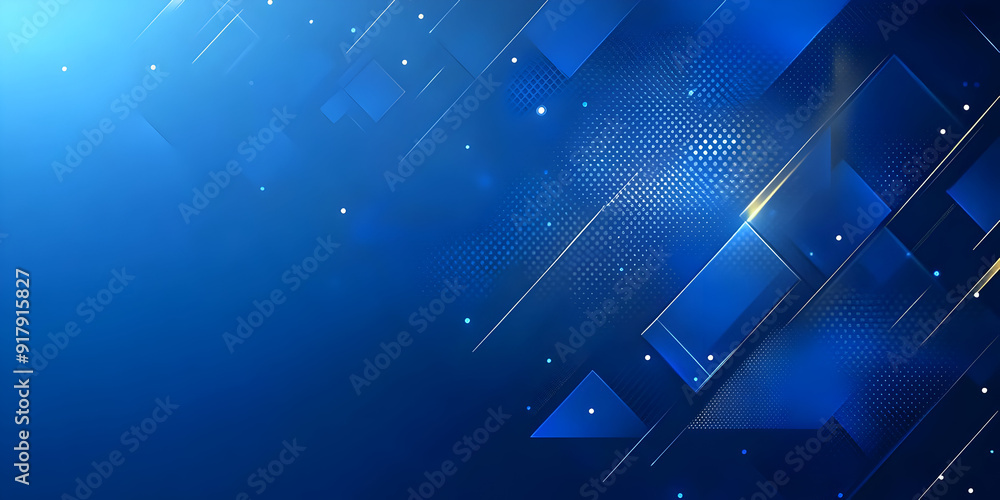 Poster a captivating blue geometric background featuring dynamic shapes and soft lighting, perfect for mode