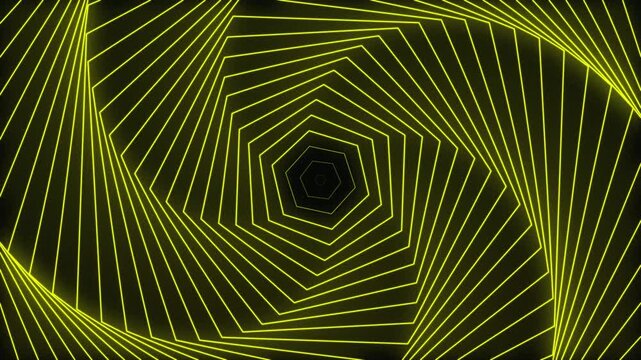 yellow 6 sided polygon line pattern.   repeating and rotating. abstract