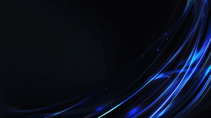 Abstract Blue Glowing Lines on Black Background