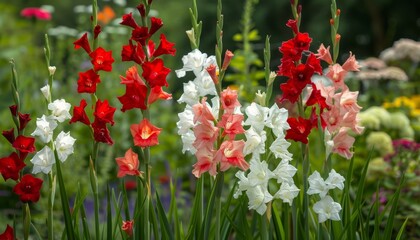 Fototapeta premium Vibrant Gladiolus Field in Full Bloom