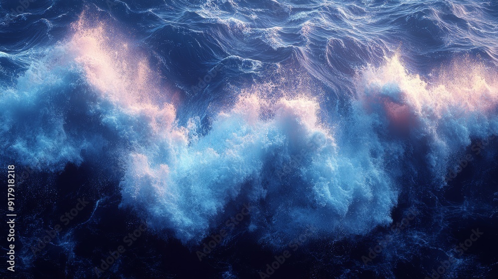 Poster soothing ocean waves pattern for relaxation and calming ambiance generative ai