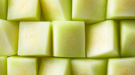 Fresh Cubed Muskmelon Background, Juicy Green Melon