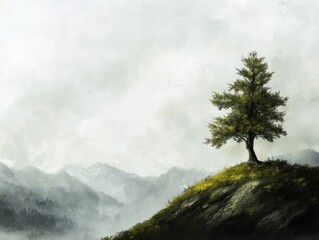 Lonely Tree on a Mountain Peak