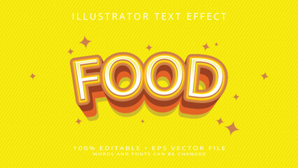 Editable text effect Food 3d Traditional Cartoon template style premium vector