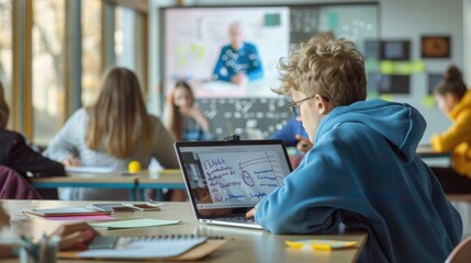 The student using laptop