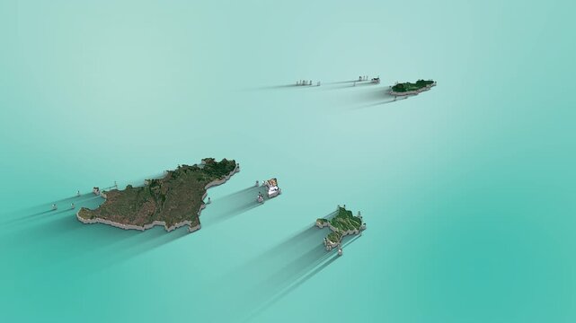 Guernsey Map Animation.  3d animation of Guernsey map