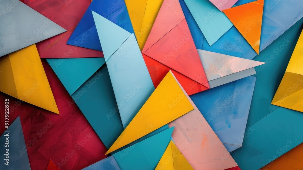 Aufkleber an intricate arrangement of brightly colored geometric shapes creates a dynamic and engaging display