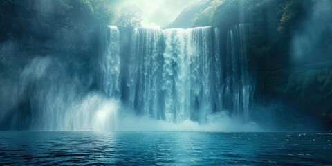 Majestic Waterfall in a Serene Setting
