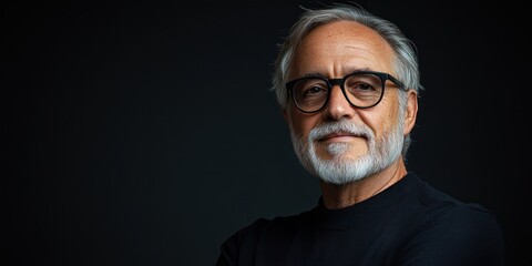 Obraz premium An older gentleman exudes calm confidence, showcasing his wisdom in a soft-lit environment
