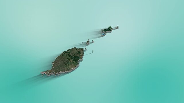 Grenada Map Animation.  3d animation of Grenada map