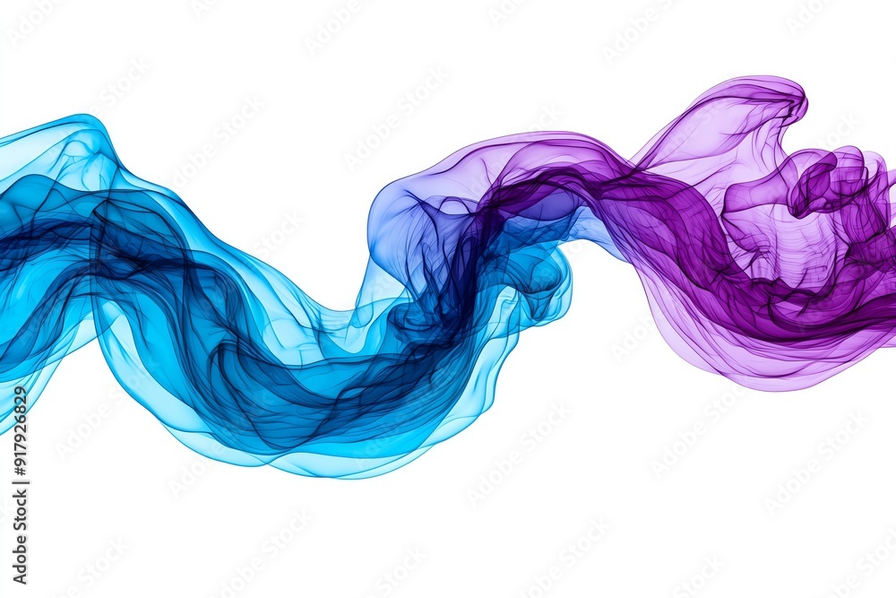 Poster dynamic swirl of blue and purple smoke, creating an abstract and vibrant visual effect for creative 