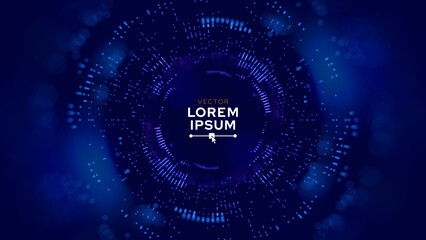 Blue Digital Tunnel or Wormhole. Wireframe Abstract Mesh with Hole. 3D Tunnel Grid Mesh. Blue Hi Tech Texture. Technology or Science Vector Illustration.