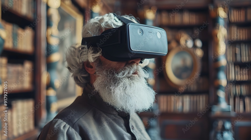 Poster immersive virtual history lessons using interactive vr headset in classroom setting