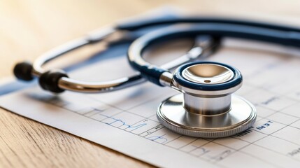 Stethoscope on medical chart - healthcare diagnostics concept