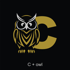 Owl and capital letter concept for initial logo or brand name, suitable for animal mascot, education, symbol and others.