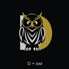 Owl and capital letter concept for initial logo or brand name, suitable for animal mascot, education, symbol and others.
