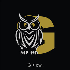 Owl and capital letter concept for initial logo or brand name, suitable for animal mascot, education, symbol and others.