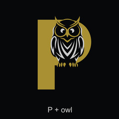 Owl and capital letter concept for initial logo or brand name, suitable for animal mascot, education, symbol and others.