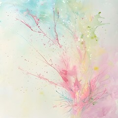 Obraz premium Abstract Watercolor Painting with Splashes of Color. A captivating abstract watercolor painting featuring vibrant splashes of pink, green, and blue colors on a white background. 