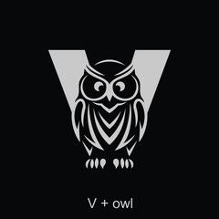Owl and capital letter concept for initial logo or brand name, suitable for animal mascot, education, symbol and others.