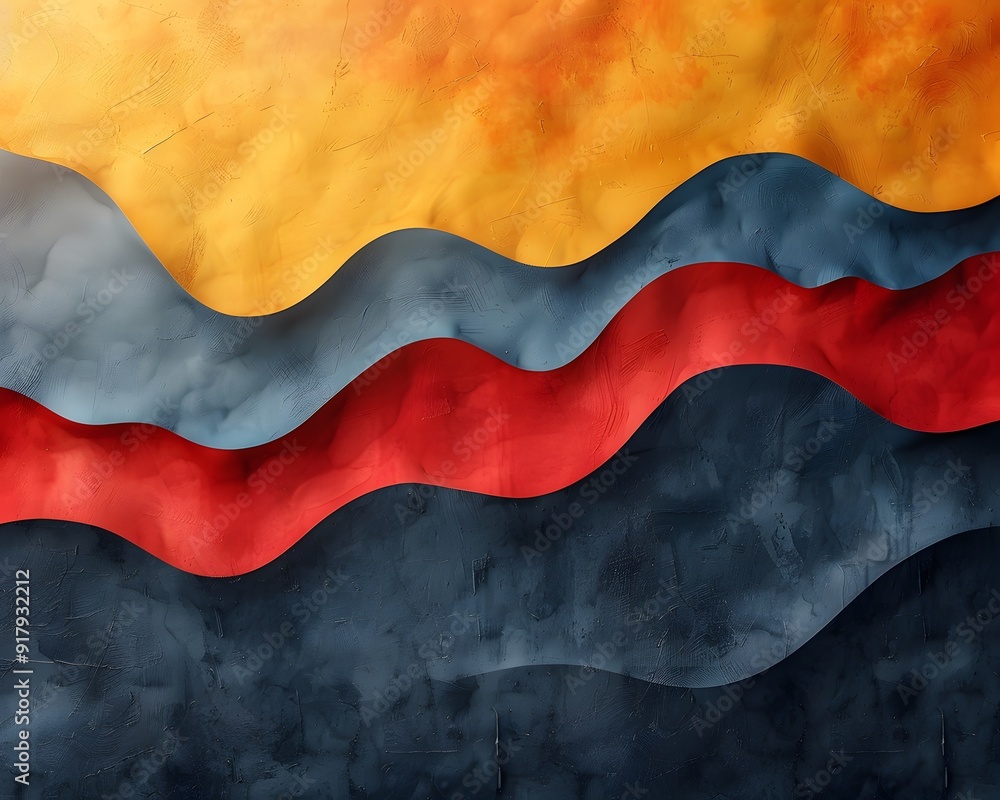 Fototapete Abstract Colorful Wave Pattern. Abstract wave pattern with bold colors. Dynamic and flowing waves create a visually appealing abstract background.