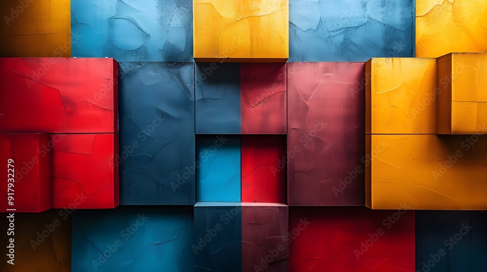 Poster abstract colorful blocks wallpaper. abstract artwork featuring colorful blocks with various textures