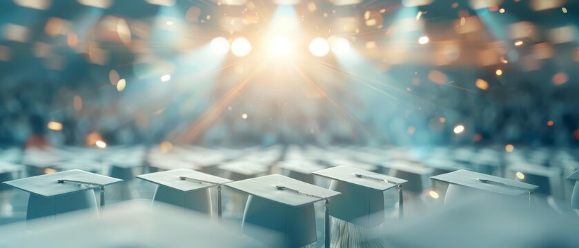 Certificate of excellence, recipient in academic hat, official presentation, institutional setting, spotlight on stage, close-up shot, high definition, prestigious award