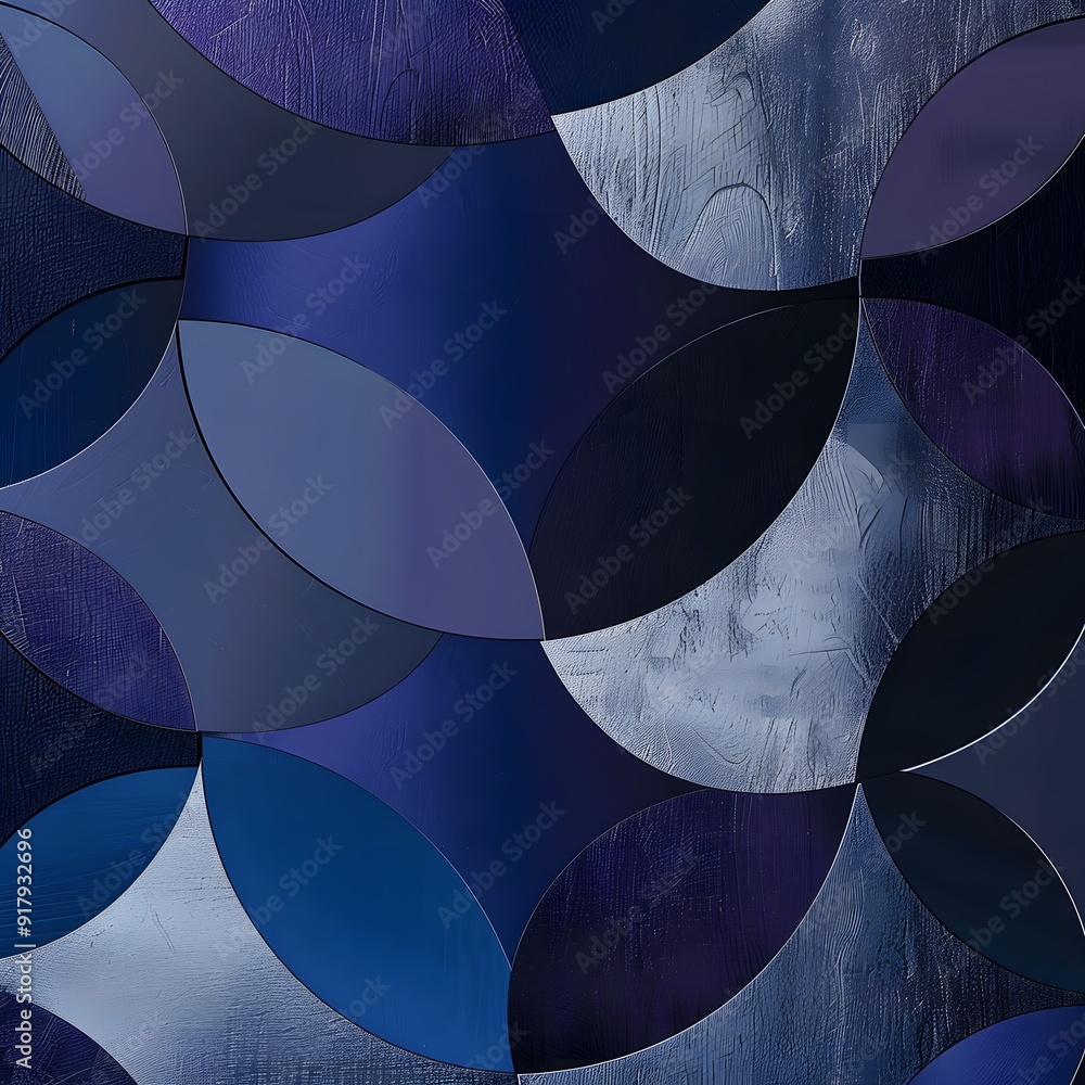 Poster abstract geometric artwork with overlapping circles and blues. a digitally created abstract artwork 