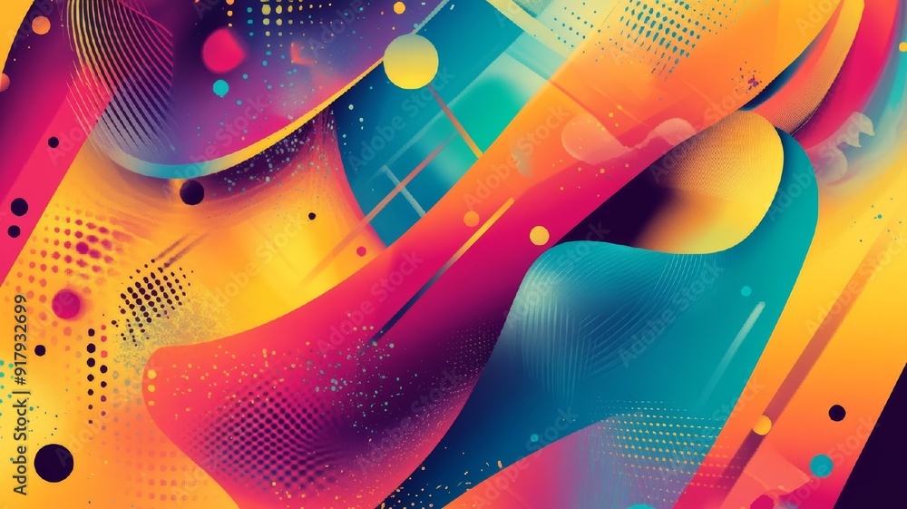 Poster abstract colorful geometric design with dots and lines