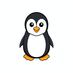 Cute penguin cartoon icon vector illustration on a white background.